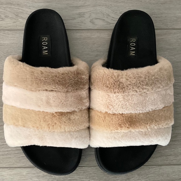 ROAM Prism Slipper Faux Fur Cream Size 10 EU 40 - Picture 1 of 6